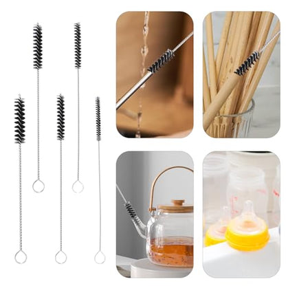 Antrader 15Pcs 4 Inch Nylon Tube Cleaning Brushes Set, Multi-Size Diameter | Flexible Bristle Pipe Cleaners with Keyring,Multi Size Combination, Universal For Carburetor/Tube/Straw