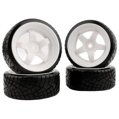 1/10 Scale Hard Plastic RC Drift Tires - 12mm Hex Hub On-Road Touring Racing Wheels Set for HSP Tamiya HPI Kyosho Redcat ExceedRC WLtoys Bald Slick Tire