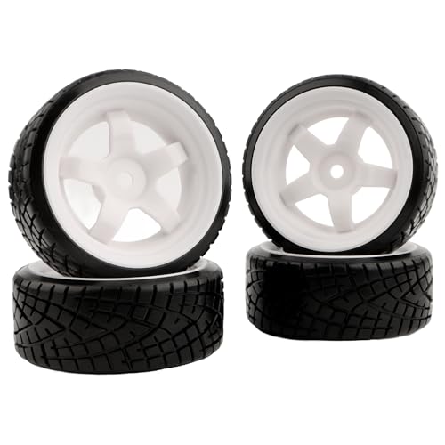 1/10 Scale Hard Plastic RC Drift Tires - 12mm Hex Hub On-Road Touring Racing Wheels Set for HSP Tamiya HPI Kyosho Redcat ExceedRC WLtoys Bald Slick Tire