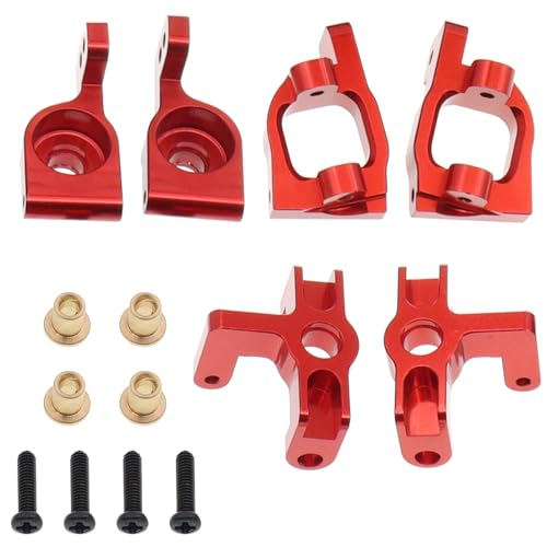 6PCS Metal Front Steering Cup&C seat&Rear Wheel hub Compatible with WLtoys Compatible with WLtoys 1/14 144010 144001 144002 1/12 124016 124017 124018 124019 RC Car Upgrade Parts (Red) - color: Red