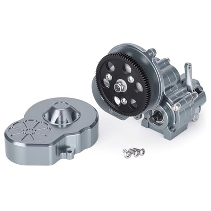 Complete Transmission Cutoff Gearbox with Dig Gear for SCX10 AX10 Wraith | CNC machined Aluminum alloy housing.Direct fit for 1/10 RC Axial SCX10.Upgrade stock gearbox for smoother crawl. - color: Titanium