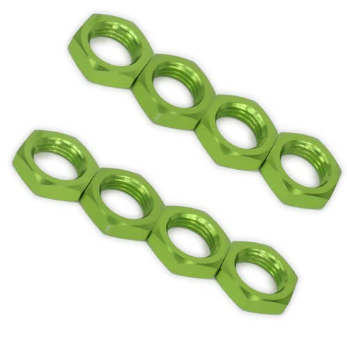 8 pcs Aluminum RC Wheel Nuts 17mm Thread 1.0mm for ARRMA HSP AXIAL FS HIMOTO Redcat Upgraded Hop-Up Parts (Green) - color: Green