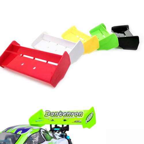 1/10 RC Car Force Rear Spoiler High Down Force Body Wing Tail Compatible with 1:10 Scale RC Off Road Short Course Truck Buggy Racing Car (White) - color: White