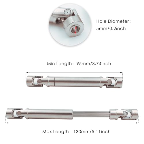 Steel Heavy-Duty Drive Shaft for 1/10 RC Car Crawler(95mm-130mm) | Stainless Steel Driveshaft for Axial SCX10 90046 AXI03007 TRX4 Redcat Gen8,Smooth Rotation - size: 95-130MM
