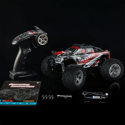 1/16 Scale 4WD RC Monster Truck RTR, 2.4GHz Proportional Off-Road Car | Oversized Off-Road Tires, Metal Shocks, 33KM/H High Speed, Waterproof Design, All Terrains Driving, Gift for Adults