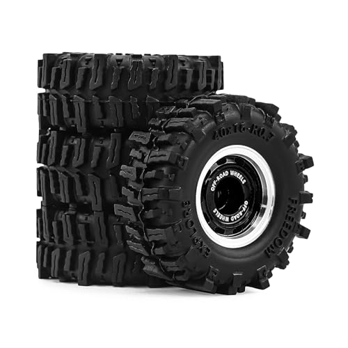0.7" Aluminum Beadlock Wheels and Tires Set for 1/30 Axial SCX30 RC Crawler – Upgrade Parts (Black-296) - color: Black-296