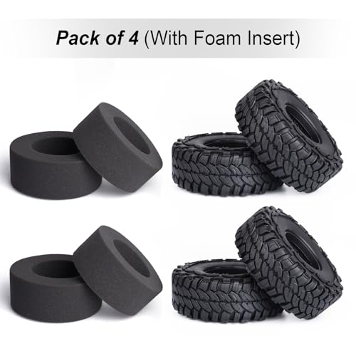 Hobbypark 4.4 Inches Tall RC 1.9 RC Crawler Tires Soft Rubber Good Grip for 1/10 Scale TRX4 Axial SCX10 Redcat Gen 8 RC4WD Rocks Mud Dirt fit 1.9 Beadlocks Wheels w/Foam, 4PCS
