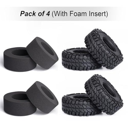 Hobbypark 4.4 Inches Tall RC 1.9 RC Crawler Tires Soft Rubber Good Grip for 1/10 Scale TRX4 Axial SCX10 Redcat Gen 8 RC4WD Rocks Mud Dirt fit 1.9 Beadlocks Wheels w/Foam, 4PCS