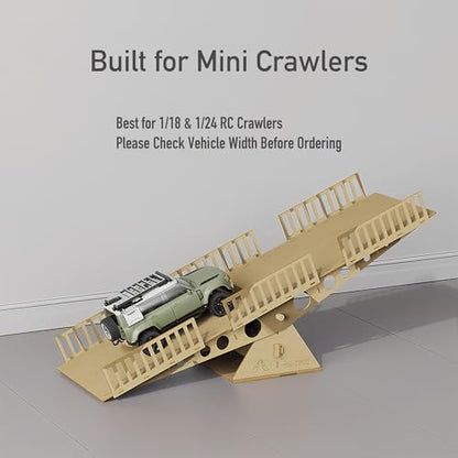 RC Crawler Seesaw Bridge, Course Obstacle for 1/18 and 1/24 Mini Crawlers | Single laser-cut HDF kit with glue; for many SCX24, TRX4M and FCX24 setups; RC car and other obstacles not included - size: Seesaw Bridge