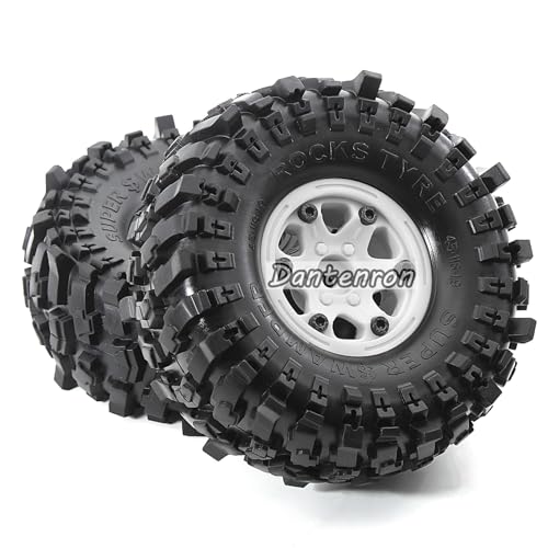 1.9 Rock Crawler Mud Tires and Plastic Wheels Rims OD 118mm 1/10 rc Rubber Grappler hubs Tyres with Foam for 1:10 Crawler Car Tamiya CC01 Traxxas TRX4 Axial SCX10 II RC4WD Gen8 4PCS (White) - color: White