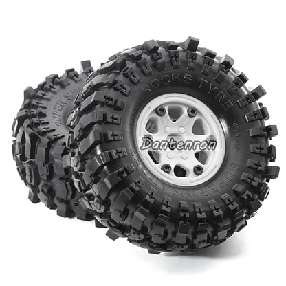 1.9 Rock Crawler Mud Tires and Plastic Wheels Rims OD 118mm 1/10 rc Rubber Grappler hubs Tyres with Foam for 1:10 Crawler Car Tamiya CC01 Traxxas TRX4 Axial SCX10 II RC4WD Gen8 4PCS (White) - color: White