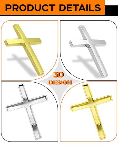 2PCS Metal Jesus Cross Car Emblem, 2.5"×1.8" 3D Silver Alloy Religious Jesus Christ Cross Badge Stickers, Self-Adhesive Automotive Christian Decals for Car Body, Tailgate, Window(Silver+Gold) - color: Silver+Golden