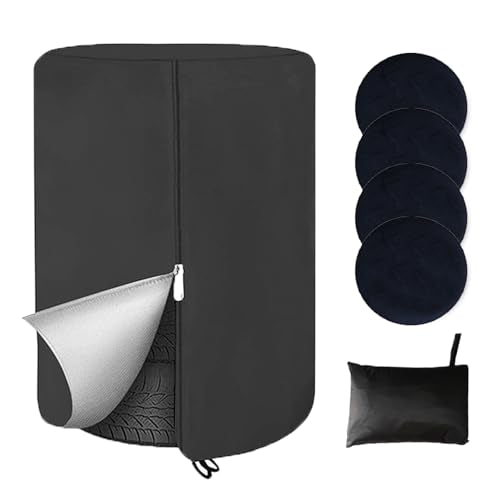 Large Tire Cover for Seasonal Storage,28" Tire Cover Diameter,Waterproof Dust-Proof High-Strength 420D Tire Cover,Universal Indoor Outdoor (Holding 4 Tires Stacking,Black)