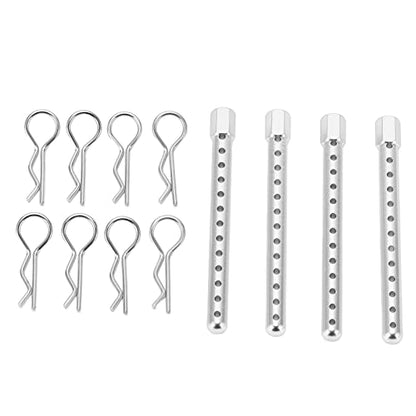 RC Body Post, High Strength Aluminum Alloy Car Shell Column, Adjustable Height Buckle for HSP 1/10 94102 94122 94103 94123 RC Cars Silver - color: Silver