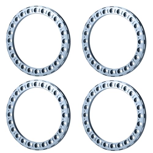4PCS Aluminum Alloy 1.9" Beadlock Wheel Rings Replacement Wheel Rim Beadlock Ring for 1/10 Scale SCX10 1.9inch Beadlock Wheels Upgrades RC Crawler Car Accessories (Grey) - color: Grey