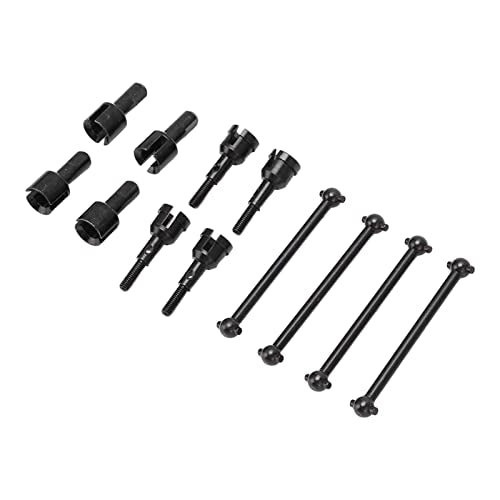 Zerodis RC Drive Shaft Dogbones Aluminum Alloy Diff Cup Joint Axle Set 4Pcs Front Rear Drive Shaft Set for 1 18 Scale RC Car DIY Users for A949 A959 A969 A979 K929 (Black) - color: Black