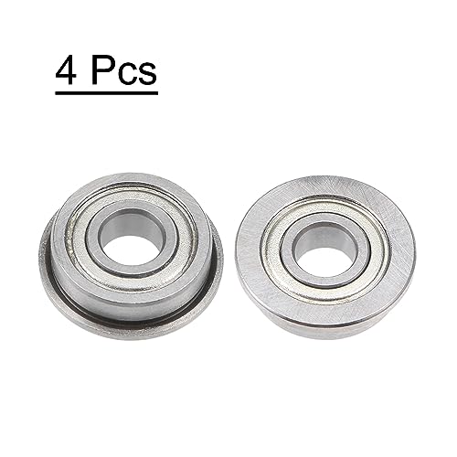 uxcell F695ZZ Flanged Ball Bearing 5x13x4mm Double Shielded Chrome Steel Flange Bearings, 4pcs - size: 5x13x4mm