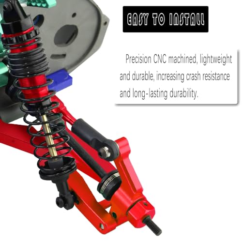 Front Rear Assembled Full Metal Shocks Upgrades Part for 1/10 Slash/Stampede/Rustler/Bandit VXL 4X4 2WD,Full Aluminum Big Bore RC Shocks Absorber Damper,4PCS Red - color: 4pcs/red