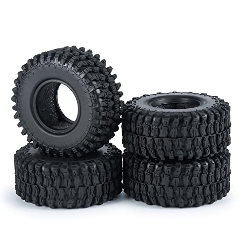 SWX 1.0 4Pcs Micro Rubber Tires for SCX24 1/24 RC Crawler Car 50mm | 1.0 Tires, Micro Rubber Tires, 50mm, SCX24, 1/24 Crawler, 4Pcs