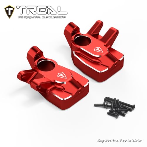 TREAL Aluminum 7075 Front Steering Knuckles Inner Portal Covers (2pcs) for Axial 1/8 AXP8 Gilamon(Red) - color: Red