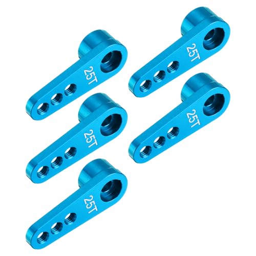 MECCANIXITY 5 Pcs Aluminum Servo Horn 25T Servo Horn Steering Short Arm 28mm Length Blue Suitable for DIY RC Car/Boat/Airplanes Boat Model Accessories - color: Blue