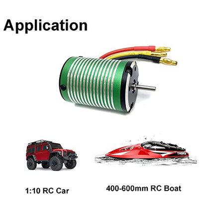 XTEAM 3650 2700KV Brushless Motor 1300W 60A 21V 4-Pole Design, Suitable for 1/8 1/10 1/12 RC Electric Racing Car, Buggy, RC Boat - size: 3650-2700KV