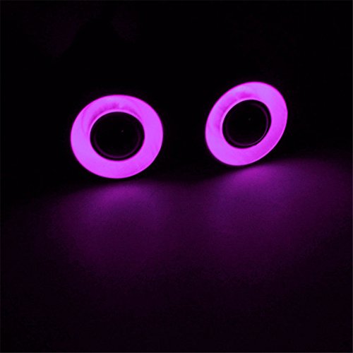 QUE-T 17mm 2 LEDs Angel Eyes & Demon Eyes LED Headlight/Back Light for 1:10 RC Model Crawler Cars, (Purple + Yellow, 17MM) - color: Purple + Yellow, size: 17MM