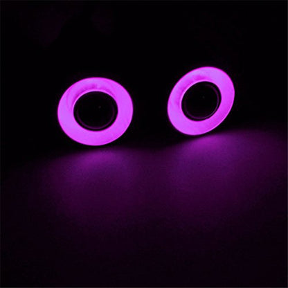 QUE-T 17mm 2 LEDs Angel Eyes & Demon Eyes LED Headlight/Back Light for 1:10 RC Model Crawler Cars, (Purple + Yellow, 17MM) - color: Purple + Yellow, size: 17MM