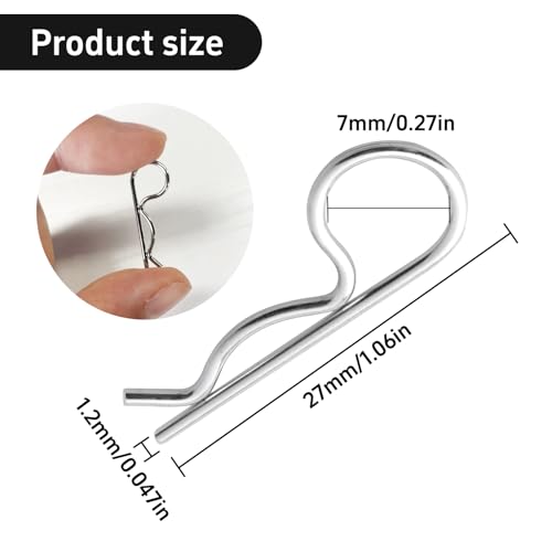 100PCS Universal RC Body Clips Pins for All 1/10 1/12 Scale Traxxas Redcat Axial SCX10 Losi HPI Himoto HSP Exceed RC Car Parts Truck Buggy Shell Replacement (Silver) - color: Silver