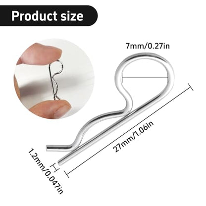 100PCS Universal RC Body Clips Pins for All 1/10 1/12 Scale Traxxas Redcat Axial SCX10 Losi HPI Himoto HSP Exceed RC Car Parts Truck Buggy Shell Replacement (Silver) - color: Silver