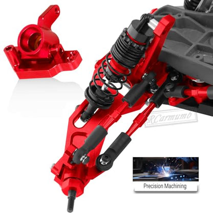 Upgrade Parts for Rustler/Stampede 2WD(VXL), Front/Rear Suspension A-Arms,Steering Blocks,Caster Blocks C-Hubs,Stub Axle Carriers,Shock Towers,Steering Bellcrank,RCarmumb Aluminum RC Hop-Up,Red - color: Red(1set)
