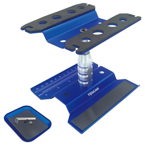 RC Car Work Stand Aluminum Alloy Repair Workstation Bracket with Screw Tray for 1/8 1/10 1/12 1/16 Traxxas Axial Arrma Redcat RC Crawler Monster Truck Buggy (Blue) - color: Blue