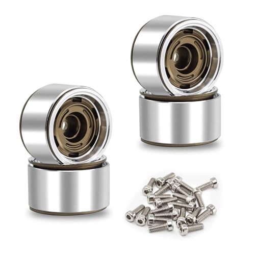 1.0 Beadlock Wheels, 4pcs Brown | Aluminum RC Rims Hub with Positive Offset 7mm Hex for 1/18 1/24 RC Crawler Traxxas TRX4M Axial SCX24 AX24 FMS FCX24 Upgrades - color: Four Hole Model-brown