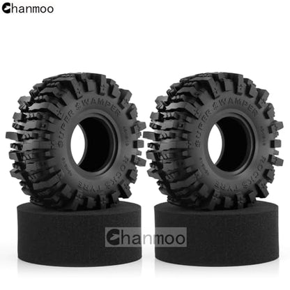 1.9 Crawler Tires 118mm 1/10 RC Rubber Mud Slingers Grappler Wheels Tyres For 1:10 Scale Rock Crawler Car Traxxas TRX4 RC4WD D90 Axial SCX10 II TF2 Gen8 Tamiya CC01 1.9" Beadlock Rims 4PCS
