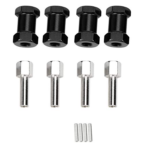 Generic 20mm Extension Wheel Hub Hex Drive Adapter, Durable Aluminium Alloy, Easy Install for 1/10 RC Drift Cars, 4PCS, SilverRedBlack (Black) - color: Black