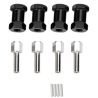 Generic 20mm Extension Wheel Hub Hex Drive Adapter, Durable Aluminium Alloy, Easy Install for 1/10 RC Drift Cars, 4PCS, SilverRedBlack (Black) - color: Black