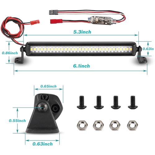 RC Light Bar 30 LED 5.3 Inch Aluminum RC Lights RC Crawler Accessories for Axial SCX10 Traxxas TRX4 TRX6 Arrma Senton Redcat GEN7 1/8 1/10 Scale Rock Crawler Truck RC Car Roof Light Kit