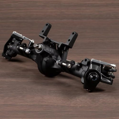 Machined Aluminum Straight Axle Set with SOA Servo Mount Black Silver Anodized for Axial SCX10 II VS4-10 1/10 RC Rock Crawler (Black Front Axle) - color: Black Front Axle