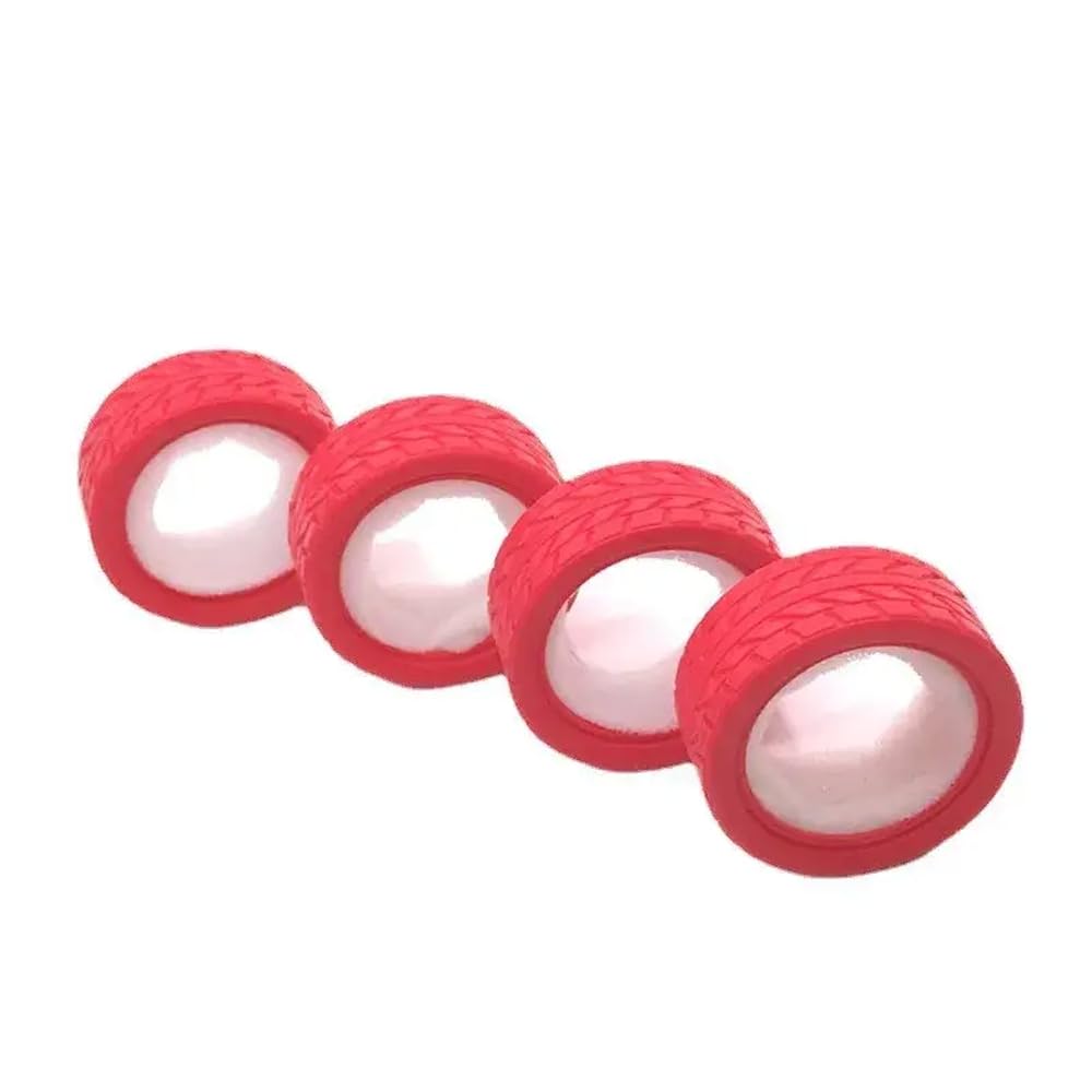 COMODO 4Pcs 65mm 1/10 Scale RC On-Road Drift Rubber Tires Pre-Mounted on Wheels Compatible with Various RC Drift Touring Cars(Red) - color: Red