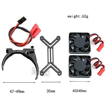 Motor Cooling Fan with 47-49mm Adjustable Mount Upgrades Part for 1/8 1/5 Infraction,Felony,Limitless,4985 1717 Motor,Aluminum 4010 High Speed Cooling Dual Fans 15000 RPM Heatsink,Black - color: Black/Cooling Fan