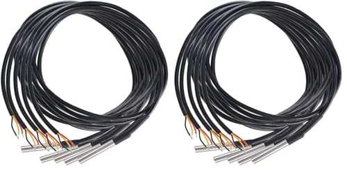HiLetgo 5pcs DS18B20 Temperature Sensor Temperature Probe Stainless Steel Package Waterproof 1M (Pack of 2) - size: Small (Pack of 2)