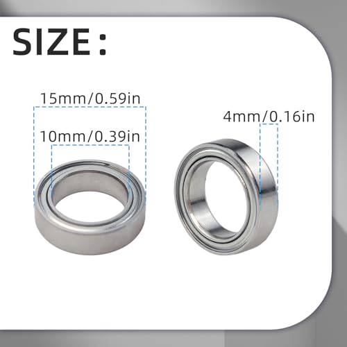 20Pcs 6700ZZ Deep Groove Ball Bearings, 10x15x4mm Double Metal Shielded Ball Bearing Chrome Steel P0 Z2, Thin Section Miniature Skateboard Bearings for Industrial Machine, Power Tools