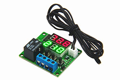 DC 5V Digital Thermostat Module -58℉ to 257℉ Fahrenheit Temp Display Temperature Controller Board with 20A Relay Waterproof Sensor Probe Dual LED Display Red Green