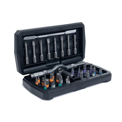 ANVANNA 42 in 1 Magnetic Screwdriver, Screwdriver Set, Multi Bit Ratcheting Screwdriver Set with Storage Case Repair Tool Kit for Computer, Eyeglass, Bicycles, Watch, Ring Doorbell, Furniture and DIY - color: Black Ratchet