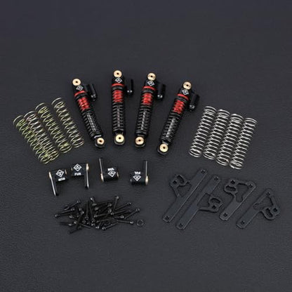 SCX24 Shock Flex Blades With 47MM Oil Filled Shocks Absorber | CNC Aluminum Damper Mount for Axial SCX24 Upgrade Parts 1/24 RC Crawler - color: Black