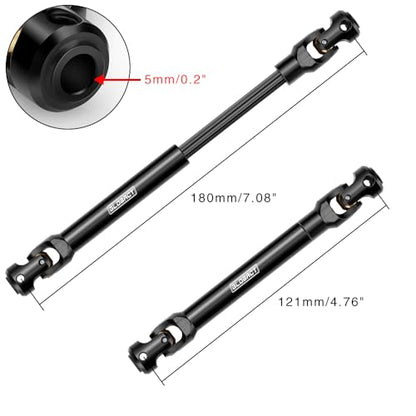 Stainless Steel Driveshaft for TRX4 SCX10 1/10 Crawler, 121-180mm | Heavy-Duty Drive Shaft,CNC Machined, Splined Engagement - size: 121-180mm