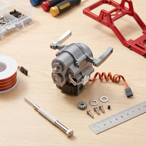 VBESTLIFE RC Front Gearbox, Aluminum Alloy Transmission Case for Axial SCX10 1/10 Crawler Upgrade Parts 313mm Wheelbase CNC Machined - color: Titanium