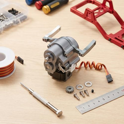 VBESTLIFE RC Front Gearbox, Aluminum Alloy Transmission Case for Axial SCX10 1/10 Crawler Upgrade Parts 313mm Wheelbase CNC Machined - color: Titanium