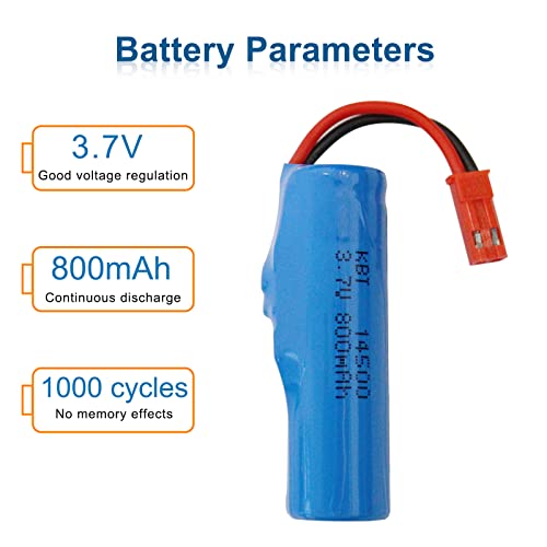 KBT 2Pack 3.7V 800mAh 10C High Drain Li-ion Rechargeable Battery with JST 2Pin Connector & USB Charging Cable for RC Car Toy RC Construction Trucks