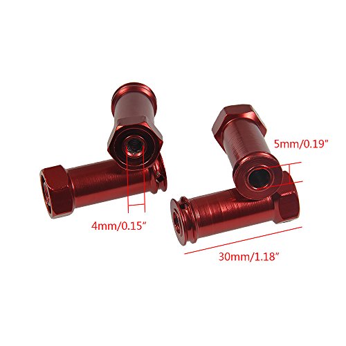 4Pcs/Set Aluminum 12mm Wheel Hex Hub Adapters 25mm/30mm Extension Hex Drive Adapter Combiner Compatible with 1/10 RC Crawler Axial SCX10 Wraith Upgrades (Red - 30mm Offset Extension) - color: Red - 30mm Offset Extension